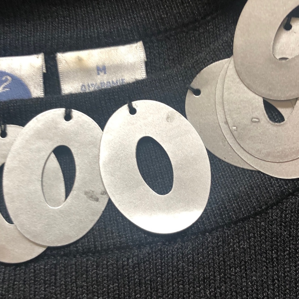 Vintage DG2 by Diane Gilman Sweater |Metal Embellished Neckline| Black Medium - Picture 7 of 9